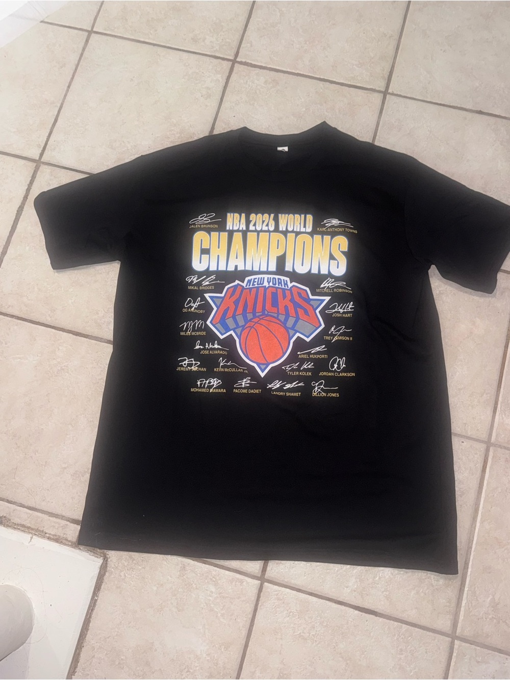 New York Knicks NBA 2026 World Champions Black Graphic Tee